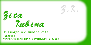 zita kubina business card